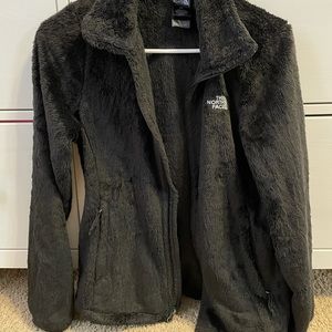 North Face black fuzzy jacket